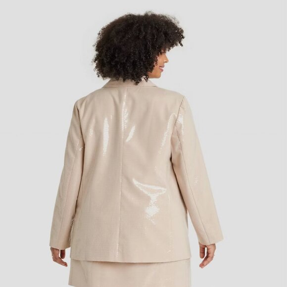 Women's Sequin Blazer - A New Day Tan S - Picture 2 of 6